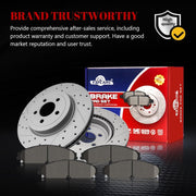 Ceramic Front Brakes Pad and Rotors Drilled Slotted Vented Replacement Disc Brake Kits for Dodge Challenger 2016 R/T, Challenger 2018 Sxt Plus, Challenger 2015-2017 Sxt with 345.0 mm