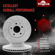 Front Drilled and Slotted Disc Brake Rotors Replacement for Mazda 3 2014 2015 2016 2.5L/ Mazda 3 2017-2018/3 Sport 2014-2018 2.5L/ Cx-3 2016-2019 2020 2021 2022 Awd With 10.43 Inch Rear Rotor