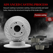 Ceramic Rear Brakes Pad and Rotors Drilled Slotted Solid Disc Brake Kits for Honda Civic 2016 - 2024