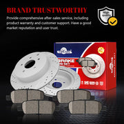 Ceramic Rear Brakes Pad and Rotors Drilled Slotted Vented Replacement Disc Brake Kits for Infiniti Fx35/ Fx37/ Fx45/ Qx70/ Jx35/ M35H/ Qx60, for Nissan Murano/Pathfinder/Quest