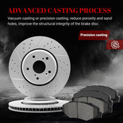 Ceramic Front Brakes Pad and Rotors Drilled Slotted Vented Replacement Disc Brake Kits for Honda Civic 2017 2018 2019 2020 2021