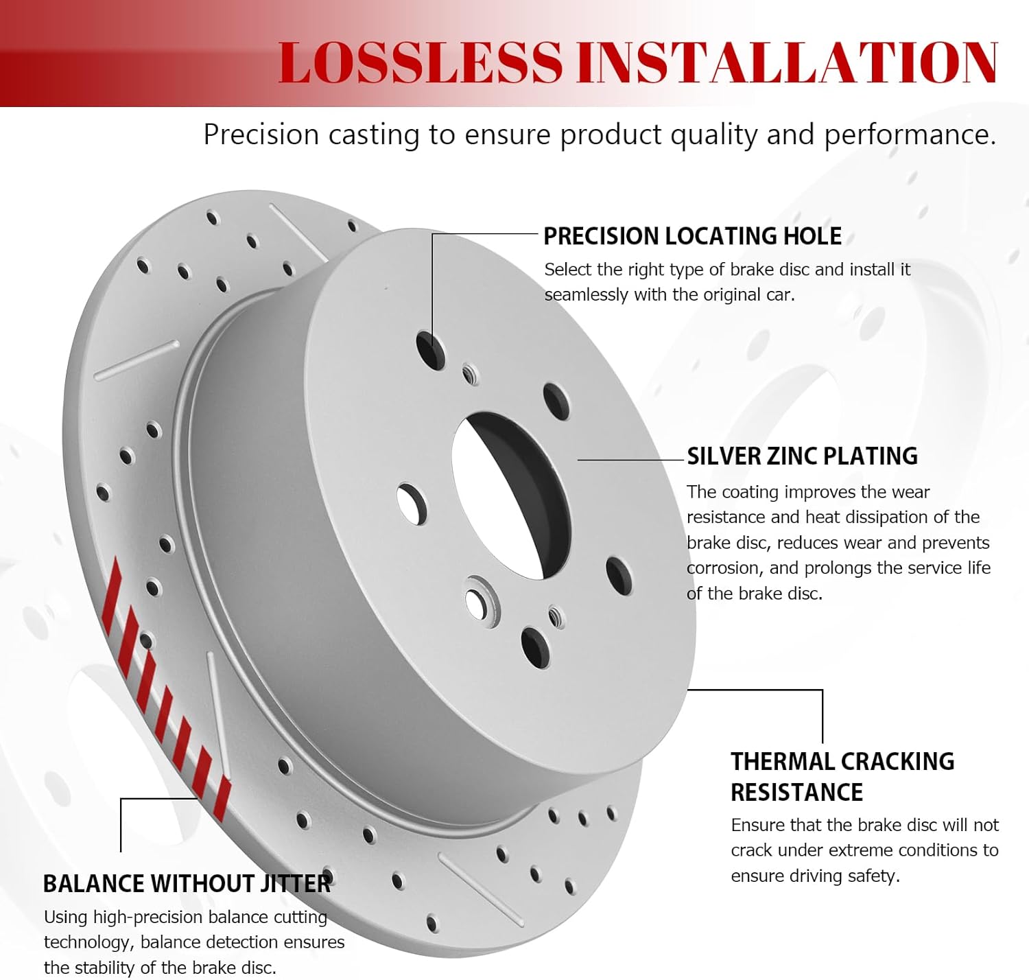 Ceramic Rear Brakes Pad and Rotors Drilled Slotted Solid Replacement Disc Brake Kits for Lexus Rx350 Rx450H 2010 2011 2012 2013 2014 2015, for Toyota Highlander 2014-2019/ Sienna 2011-2020