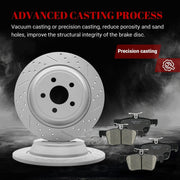 Ceramic Rear Brakes Pad and Rotors Drilled Slotted Solid Replacement Disc Brake Kits for Ford Edge/Fusion Sport/Police Responder Hybrid/Ssv Plug-In Hybrid, for Lincoln Continental/Mkx/Nautilus