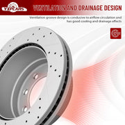 Rear Drilled and Slotted Disc Brake Rotors for Ford F-250 Super Duty 2013-2022/ F-350 Super Duty 2013-2014 2016-2022 SRW/ (F-350 Super Duty 2015 SRW Exc. Cab & Chassis)