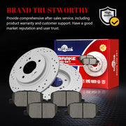 Ceramic Rear Brakes Pad and Rotors Drilled Slotted Solid Replacement Disc Brake Kits for Mitsubishi Outlander 2017 2020/ Outlander Phev 2018 2019 2020 w/Manul Parking Brake