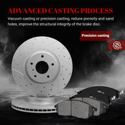 Ceramic Front Brakes Pad and Rotors Drilled Slotted Vented Replacement Disc Brake Kits for Nissan Murano, for Infiniti Ex35/ Ex37/ G25/ G35/ M35/ M35H/ M45/ Q40/ Qx50