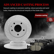 Ceramic Rear Brakes Pad and Rotors Drilled Slotted Solid Replacement Disc Brake Kits for Mazda Cx-30 2020-2021/3 Sport 2019-2021