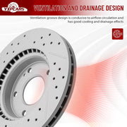 Front Drilled and Slotted Disc Brake Rotors Replacement for Hyundai Elantra 2007-2008/ Elantra Sedan 2009-2010