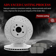 Ceramic Front Brakes Pad and Rotors Drilled Slotted Vented Disc Brake Kits for Chevy Trax 2013-2017, for Buick Encore 2013-2017