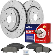 Ceramic Front Brakes Pad and Rotors Drilled Slotted Vented Replacement Disc Brake Kits for Acura MDX 2014 2015 2016 V6 3.5L