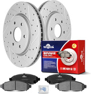 Ceramic Front Brakes Pad and Rotors Drilled Slotted Vented Replacement Disc Brake Kits for Nissan Pathfinder 2005-2007/ Xterra 2005 2006 2007 2008 2009 2010 2011 2012 2013 2014 2015