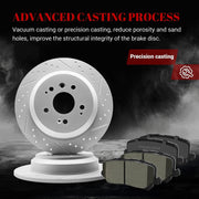 Ceramic Rear Brakes Pad and Rotors Drilled Slotted Solid Disc Brake Kits for Honda Pilot 2016 - 2022/ Passport 2019-2022/ Ridgeline 2017-2023