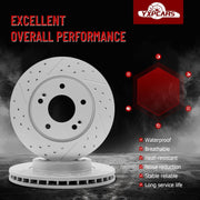 Front Drilled and Slotted Disc Brake Rotors Replacement for Hyundai Elantra 2007-2008/ Elantra Sedan 2009-2010