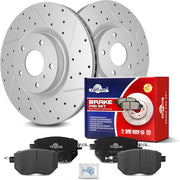 Ceramic Front Brakes Pad and Rotors Drilled Slotted Vented Replacement Disc Brake Kits for Nissan Maxima 2004-2008/ Murano 2005 2006 2007/ Altima 2006 SE-R