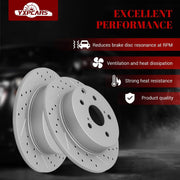 Ceramic Rear Brakes Pad and Rotors Drilled Slotted Solid Replacement Disc Brake Kits for Lexus HS250H 2010-2012, for Toyota RAV4 2006 2007 2008 2009 2010 2011 2012 2013 2014 2015 2016 2017 2018