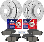 Front & Rear Drilled Slotted Rotors and Ceramic Disc Brake Pads Kit for Mazda 6 2014-2015