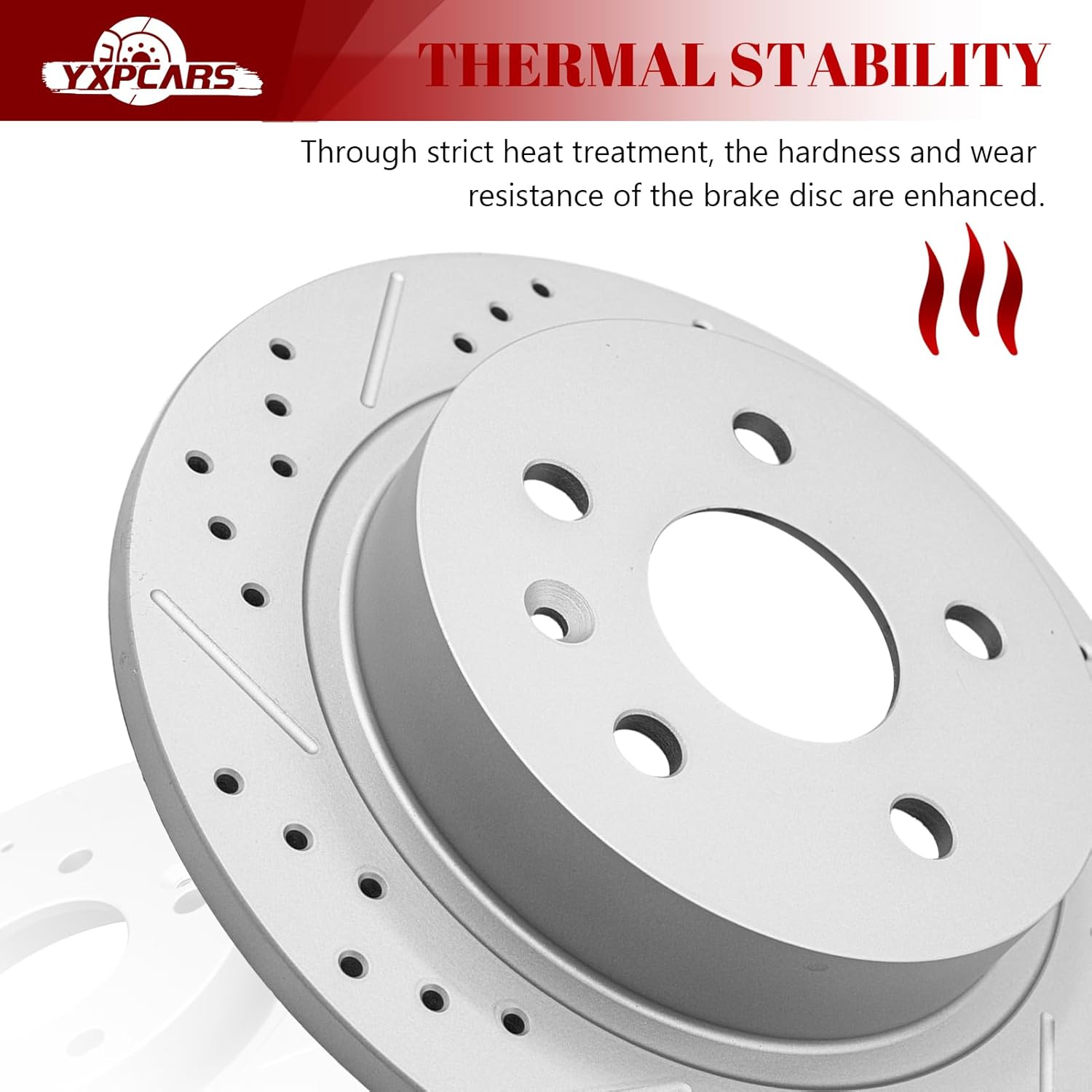 Ceramic Rear Brakes Pad and Rotors Drilled Slotted Solid Replacement Disc Brake Kits for Buick Regal 2011-2017/ Lacrosse 2012-2016, for Chevy Malibu Limited 2016/ Malibu Naturally Aspirated 2013-2015