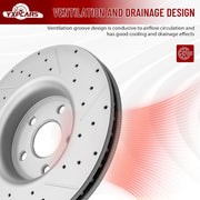 Front Drilled and Slotted Disc Brake Rotors Replacement for Dodge Durango, for Jeep Grand Cherokee Wk