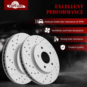 Ceramic Front Brakes Pad and Rotors Drilled Slotted Vented Disc Brake Kits for Nissan Leaf 2011-2013