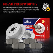 Ceramic Rear Brakes Pad and Rotors Drilled Slotted Solid Replacement Disc Brake Kits for exus Rx330 2004-2006/ Rx350 2007-2009/ Rx400H 2006-2008, for Toyota Highlander 2004 2005 2006 2007