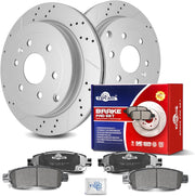 Ceramic Rear Brakes Pad and Rotors Drilled Slotted Vented Replacement Disc Brake Kits for Buick Enclave 2008-2017, for Chevy Traverse, for Gmc Acadia Limited/Acadia, for for Saturn Outlook