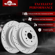 Front & Rear Drilled Slotted Rotors and Ceramic Disc Brake Pads Kit for Acura Mdx 2014 2015 2016