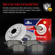 Ceramic Rear Brakes Pad and Rotors Drilled Slotted Solid Replacement Disc Brake Kits for Ford Fusion 2006-2012, for Lincoln MKZ 2007 2008 2009 2010 2011 2012/ Zephyr 2006, for Mercury Milan 2006-2011