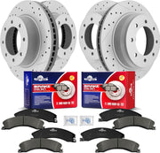 Front & Rear Drilled Slotted Rotors and Ceramic Disc Brake Pads Kit for Nissan Nv1500 Nv2500 Nv3500 2012-2021