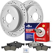 Ceramic Rear Brakes Pad and Rotors Drilled Slotted Solid Replacement Disc Brake Kits for Mini Cooper 2007 2008 2 Door Convertible