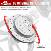 Rear Drilled and Slotted Disc Brake Rotors for Cadillac Ats 2013-2015, Ats 2016-2018 Exc V, Ats 2019 Exc V/Coupe