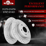 Front & Rear Drilled Slotted Rotors and Ceramic Disc Brake Pads Kit for Honda Accord 2008 2009 2010 2011 EX/EX-L, for Acura TSX 2009-2010