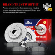 Ceramic Front Brakes Pad and Rotors Drilled Slotted Vented Disc Brake Kits for Ford Explorer 2011-2012/ Flex 2009-2011/ Taurus, for Lincoln MKS 2011-2012/ MKT 2010-2013 2014 2015 2016 2017 2018 2019