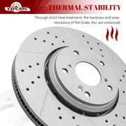 Front & Rear Drilled Slotted Rotors and Ceramic Disc Brake Pads Kit for Acura Ilx 2017-2018