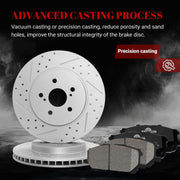 Ceramic Front Brakes Pad and Rotors Drilled Slotted Vented Replacement Disc Brake Kits for LEXUS RX330 2004 2005 2006/ RX350 2007-2009/ RX400H 2006-2008, for Toyota Highlander 2006-2007