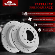 Ceramic Rear Brakes Pad and Rotors Drilled Slotted Vented Replacement for Toyota Sequoia 2001 2002 2003 2004 2005 2006 2007/ 4Runner 2003-2009/ Fj Cruiser 2007 2008 2009, for Lexus Gx470 2003-2009