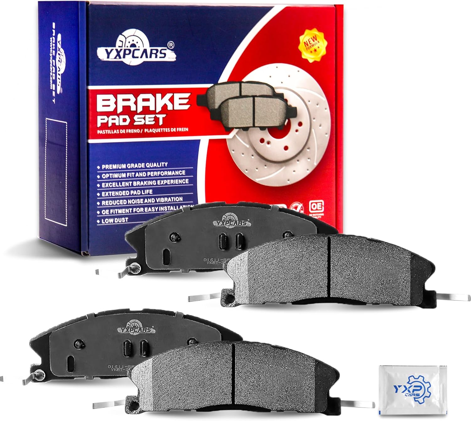 Ceramic Disc Brake Pads Set Front for Ford Explorer Flex 2013-2019 Heavy Duty Brakes, For Lincoln Mkt 2013 2014 2015 2016 Heavy Duty Brakes/Mkt 2017 2018 2019 With Vented Rear Rotors