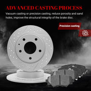 Ceramic Rear Brakes Pad and Rotors Drilled Slotted Solid Replacement Disc Brake Kits for Mazda 3 Sport