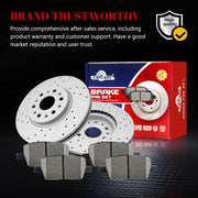 Front & Rear Drilled Slotted Rotors and Ceramic Disc Brake Pads Kit for Gmc Acadia 2017-2020, for Buick Enclave 2020/ Enclave Fwd 2018-2019