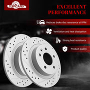 Ceramic Rear Brakes Pad and Rotors Drilled Slotted Solid Replacement Disc Brake Kits for Buick Lacrosse 2017-2019, for Gmc Terrain 2018-2019, for Chevy Equinox 2018