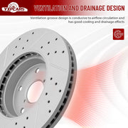 Front Drilled and Slotted Disc Brake Rotors Replacement forSubaru Legacy 2.5L 2015 2016 2017 2018 2019
