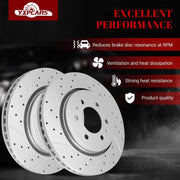 Front & Rear Drilled Slotted Rotors and Ceramic Disc Brake Pads Kit for Lincoln Navigator 2018-2021, for Ford Expedition 2018-2021/ F-150 2018 2019 2020 Electric Parking Brake