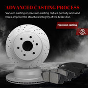 Ceramic Rear Brakes Pad and Rotors Drilled Slotted Vented Replacement Disc Brake Kits for Cadillac Escalade Esv, for Gmc Yukon Xl/Sierra 1500 Limited, for Chevy Tahoe/Suburban/Silverado 1500 LD