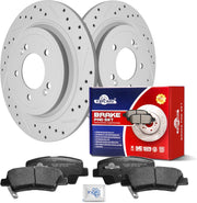 Ceramic Rear Brakes Pad and Rotors Drilled Slotted Solid Replacement Disc Brake Kits for Hyundai Tucson Gas 2016-2017/ Tucson 2018