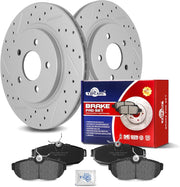 Ceramic Rear Brakes Pad and Rotors Drilled Slotted Vented Replacement Ford Mustang 2005 2006 2007 2008 2009 2010 2011