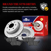 Ceramic Rear Brakes Pad and Rotors Drilled Slotted Vented Replacement Disc Brake Kits for Ford F-150 2012 2013 2014