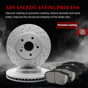 Ceramic Front Brakes Pad and Rotors Drilled Slotted Vented Disc Brake Kits for Toyota Camry 2002 2003 2004 With 296 mm Diameter Front Rotor And Straight Hat Design