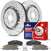 Ceramic Front Brakes Pad and Rotors Drilled Slotted Vented Disc Brake Kits for Ford Police Interceptor Sedan/Utility 2013-2019, Special Service Police Sedan 2014 - 2018