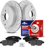 Ceramic Rear Brakes Pad and Rotors Drilled Slotted Vented Disc Brake Kits for Nissan Pathfinder 2005 - 2012
