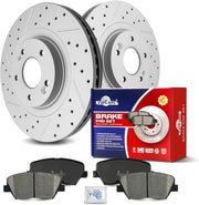 Ceramic Front Brakes Pad and Rotors Drilled Slotted Vented Replacement Disc Brake Kits for Kia Sorento 2014-2015,for Hyundai Santa Fe Sport 2013 2014 2015 2016 2.4L/2.0L