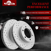 Ceramic Front Brakes Pad and Rotors Drilled Slotted Vented Replacement Disc Brake Kits for Toyota 4Runner 2003-2009/ Tacoma 2005-2015 6-Lug/Tacoma 2016-2021/ Fj Cruiser 2007-2014 With 12.56 Inch